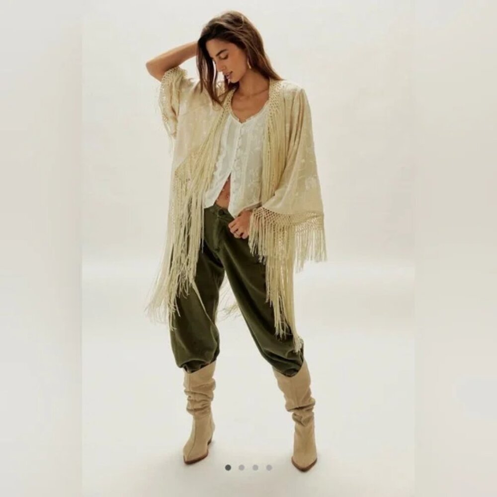 Free People London Nights Piano Duster in Ivory NWT OS